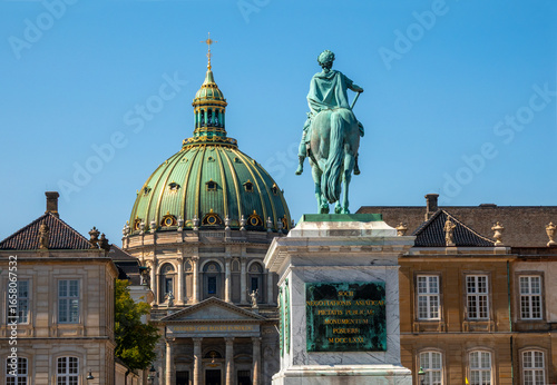 Photography The impressive Frederik's Church also Marble Church (Marmorkirken) seen from Amalienborg Palace Square in Copenhagen, Denmark