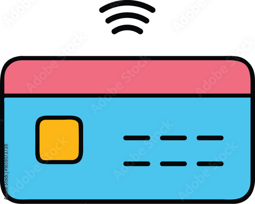 Flat vector nfc contactless card icon secure payment symbol colorful Vector illustration
