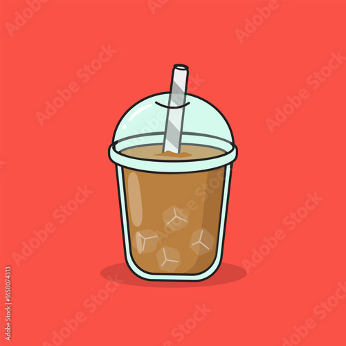 Coffee Ice Cup Cartoon Vector Illustration