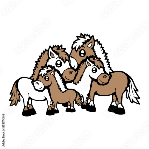 4 horses family children mum dad father mother fun