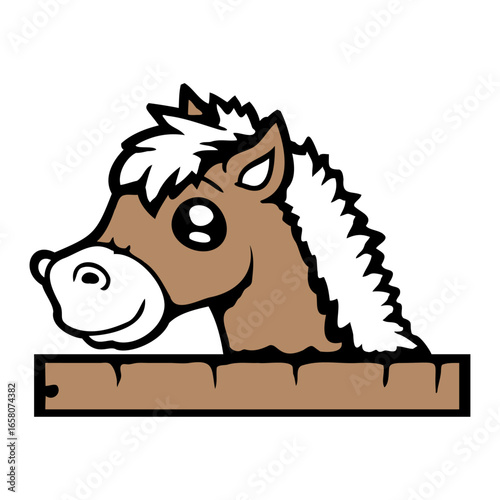 Horse hidden behind fence Wall Stable door Pony
