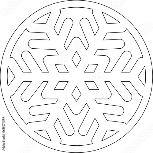 Round mandala floral vector template for laser cut coaster, intricate geometric pattern, decorative svg file