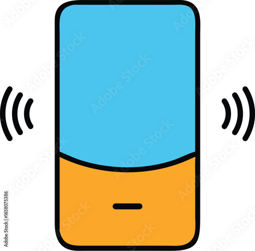 Flat vector smart speaker with voice waves audio technology colorful Vector illustration