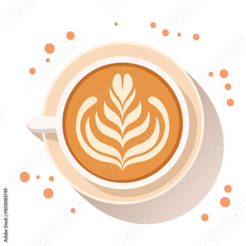 Cappuccino with Decorative Latte Art Foam - AI Generated