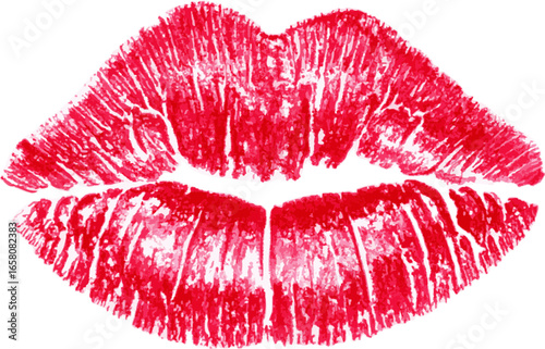 Lipstick Kiss Mark Colored Pencil Drawing, print design vector