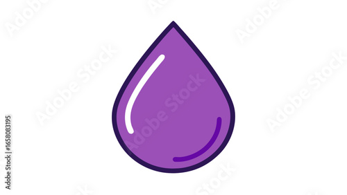 Simple purple outline illustration of a dripping water droplet for UI symbol Flat style vector icon vector illustration. 