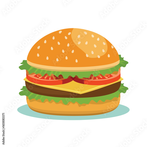 Classic Cheeseburger with Lettuce and Tomato - AI Generated
