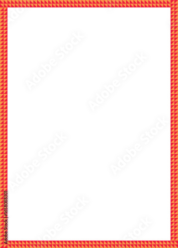 Red and orange geometric triangle patterns forming a border around a white canvas background