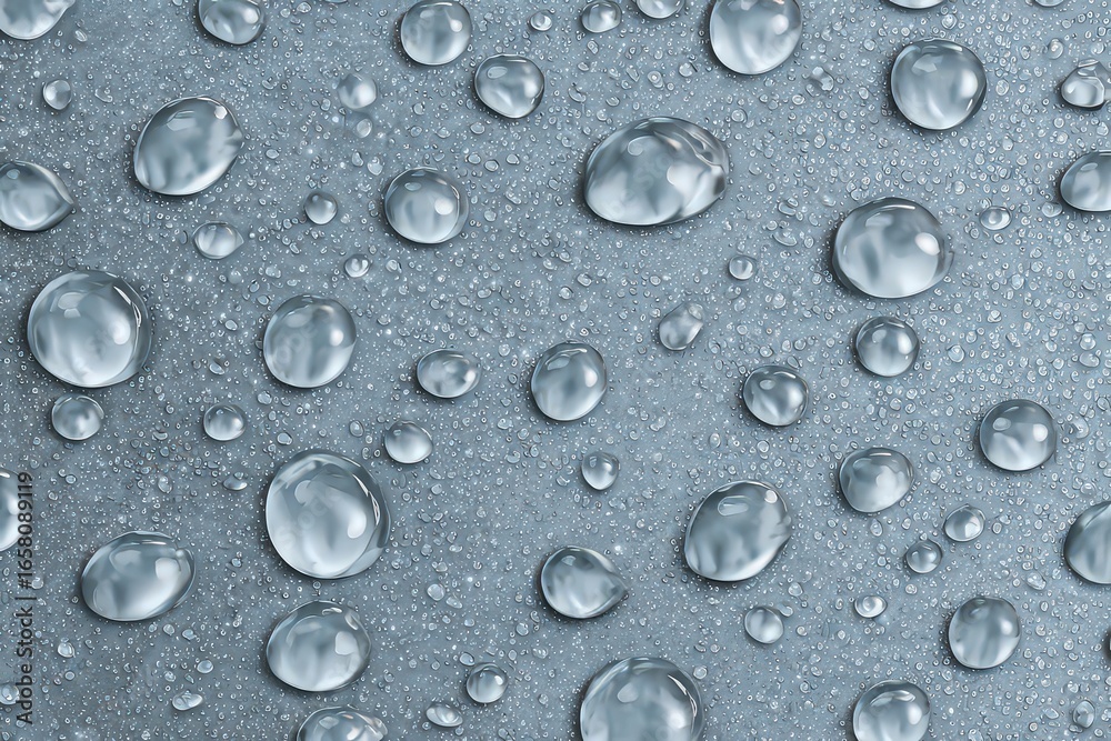 Water Drops On A Silver Surface Water Drops On A Silver Surface