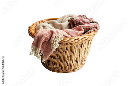 Plastic laundry basket container isolated on transparent background