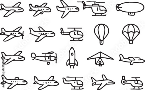 Hand Drawn Transportation Icons vehicles travel