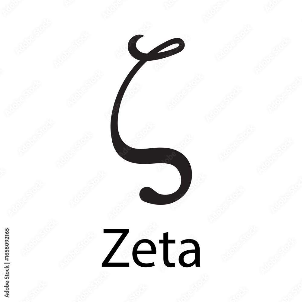 Fototapeta premium Black zeta symbol icon name greek design vector template