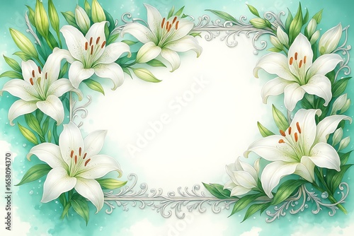 白いユリのフレーム