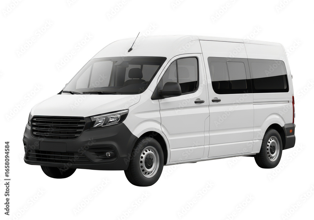 Fototapeta premium White passenger van isolated on transparent background