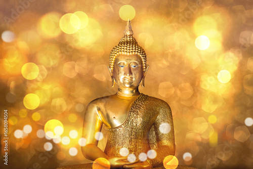 Canvas Print Buddha golden ancient on the natural background, buddha purnima