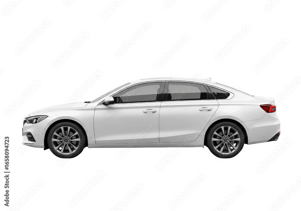 Obraz premium White sedan car isolated on transparent background