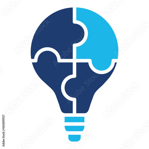 Solution Icon In Blue Monochrome Flat Design, Vector Illustration