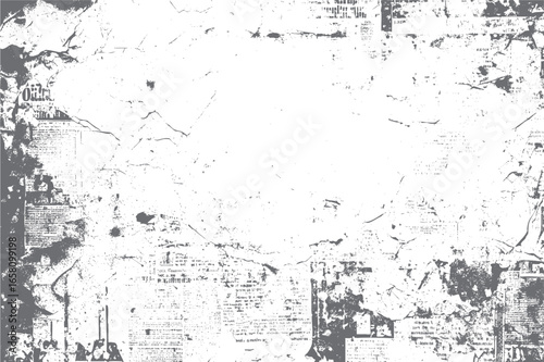 Grunge newspaper texture. Vintage ripped paper background with distressed old newsprint and retro worn effect