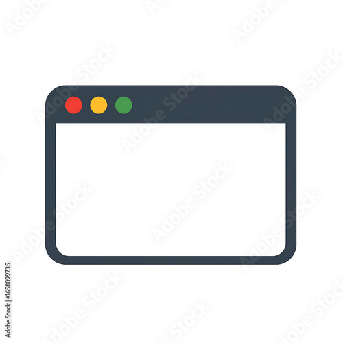 Browser window with colorful traffic light buttons isolated on transparent background