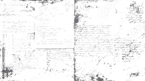 Grunge vintage handwriting overlay texture. Antique manuscript paper with rough ink stains and distressed retro background