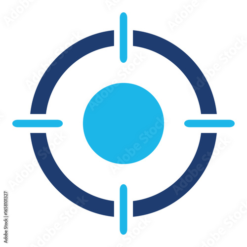 Market Icon In Blue Monochrome Flat Design, Vector Illustration