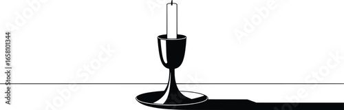 Minimalist black and white candlestick with long shadow