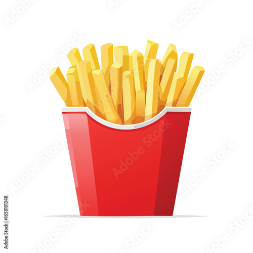 Classic French Fries Box, Front View - AI Generated