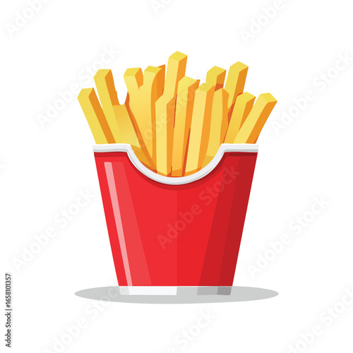 French Fries in Red Carton, Takeaway Box - AI Generated