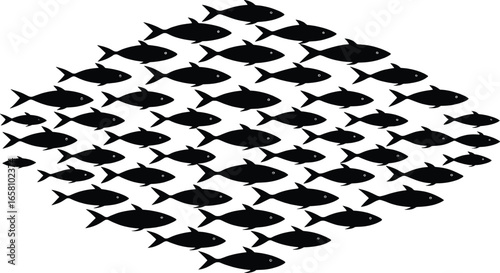 School of fish swimming in a diamond formation