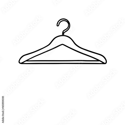White wood clothes hanger with metal hook, isolated on a white background