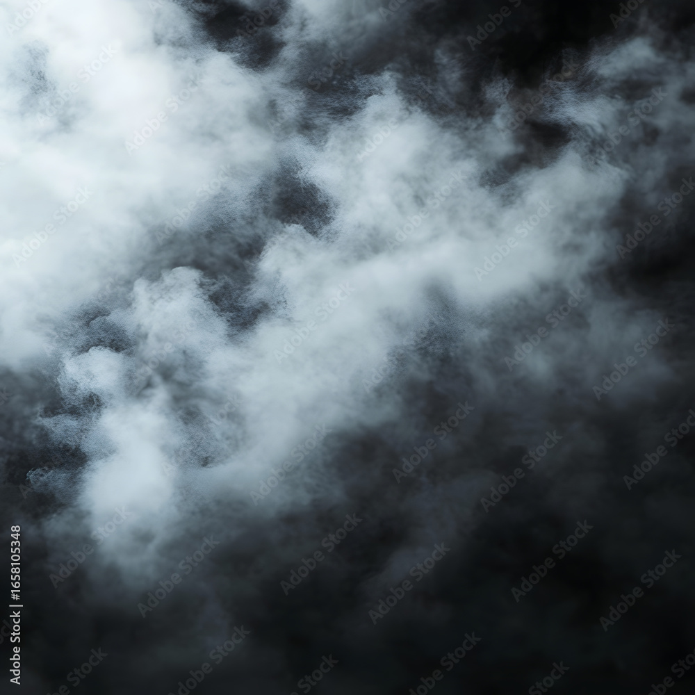 Fototapeta premium Fluffy White Clouds on Black Background: Serene and Pure Sky Elements