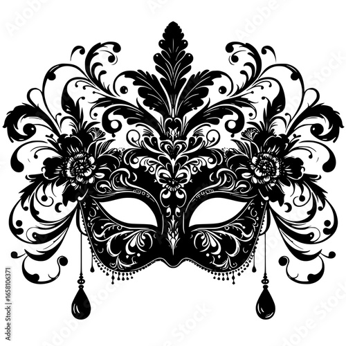 carnival mask on black, masquerade mask on black, Vector Illustration. mardi gras carnival mask.	