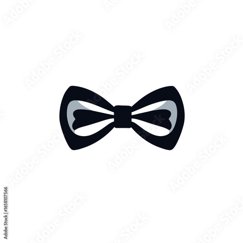 A stylish black bow tie made of silk ribbon is a perfect accessory for formal wear like a tuxedo