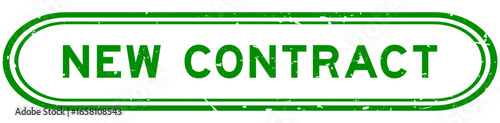 Grunge green new contract word rubber seal stamp on white background