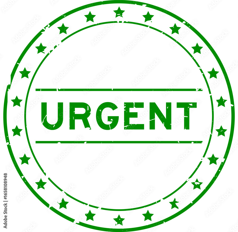 Fototapeta premium Grunge green urgent word round rubber seal stamp on white background