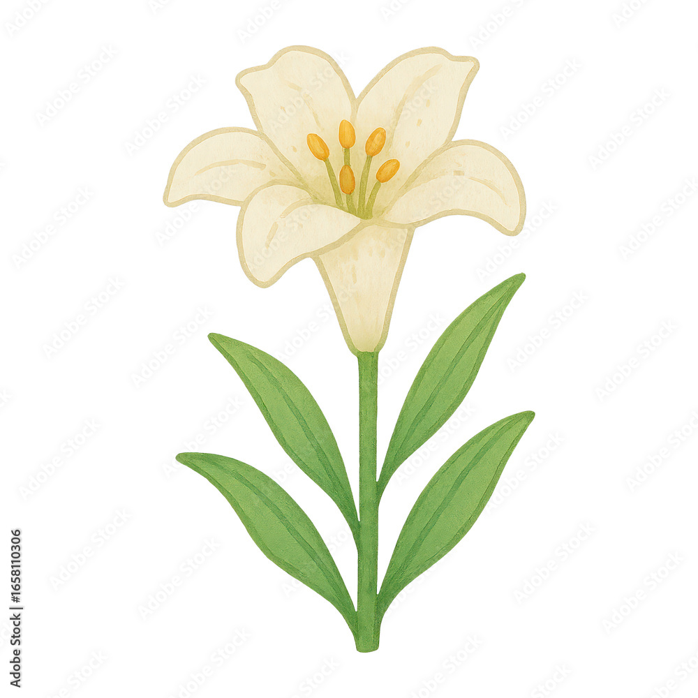 Obraz premium PNG Elegant lily illustration on white.