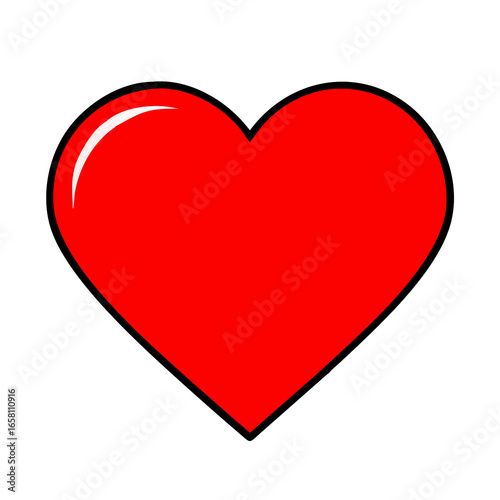 Free Download Bold red heart graphic with smooth shine simple design transparent background - GFXLoad
