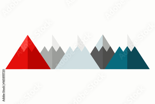 Geometric mountain range with red and teal peaks