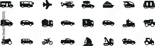 Wallpaper Mural Vehicle Silhouette Vector – Car, Truck, Transport, Delivery, Automobile, Van, Travel, Road, Isolated, Black, Icon, Symbol, Collection, Pack, Flat, Graphic, Design, Object, Set Torontodigital.ca