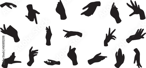 Hand shadow puppets vector, hand gesture silhouette, finger puppet shadow design, animal shadow play illustration, rabbit hand shadow, bird hand silhouette, dog hand puppet, creative shadow play, ente