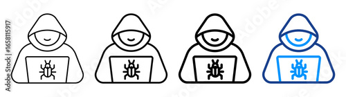 Hacker Icon Multiple Outline Collection Set