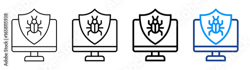 Antivirus Icon Multiple Outline Collection Set