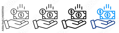 Receive Amount Icon Multiple Outline Collection Set