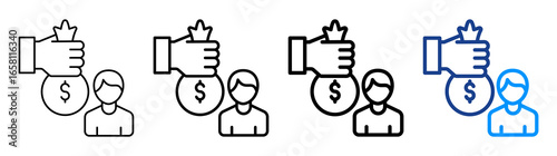 Lend Money Icon Multiple Outline Collection Set