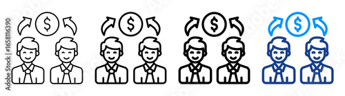 Mutual Fund Icon Multiple Outline Collection Set