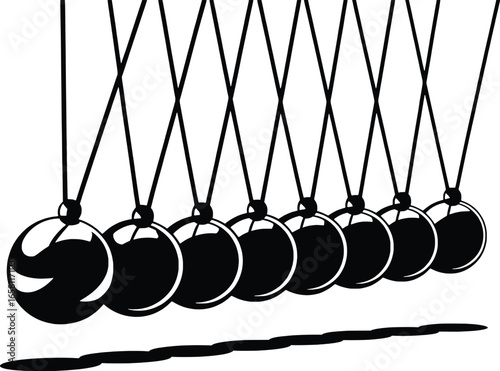 Newton s cradle pendulum balls in motion with shadow