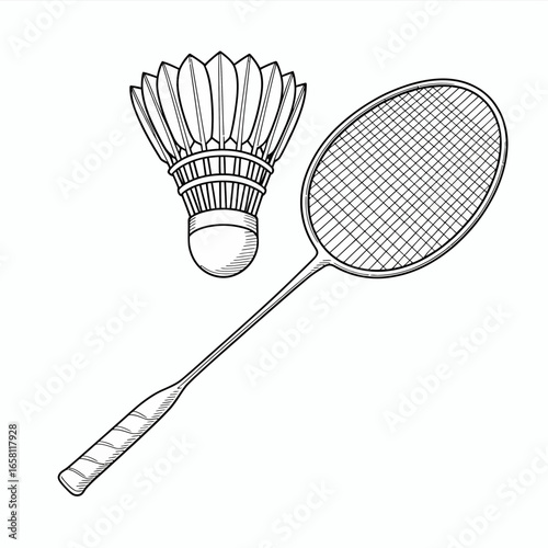 badminton racket and shuttlecock