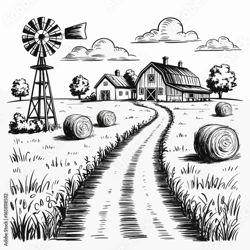 rural landscape with farm
