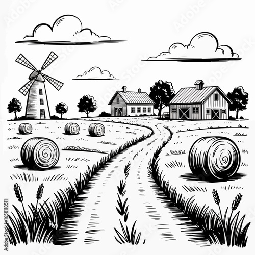 rural landscape with a farm
