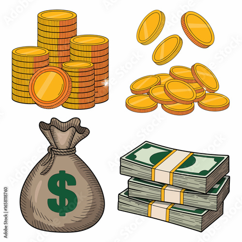 money bag and coins